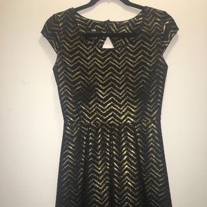 Black and gold chevron dress
